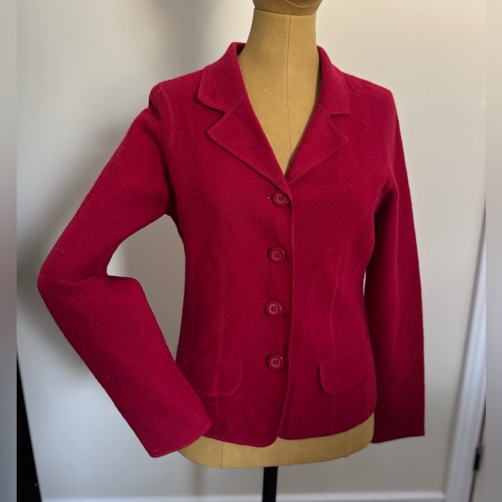 FASHION ESSENTIALS 100% Wool Women's Red Blazer (S)